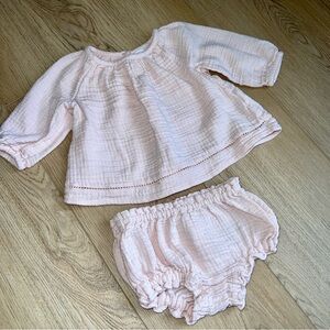 Baby Pink Gauze Bloomer Set